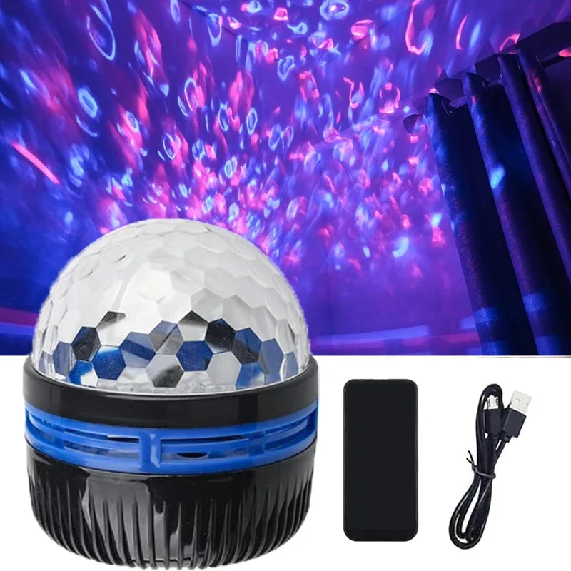 Star Projector USB 5V Aurora  Galaxy Night Light 360° Rotating with Remote Control Ocean Wave Northern Light Bedroom Party KTV