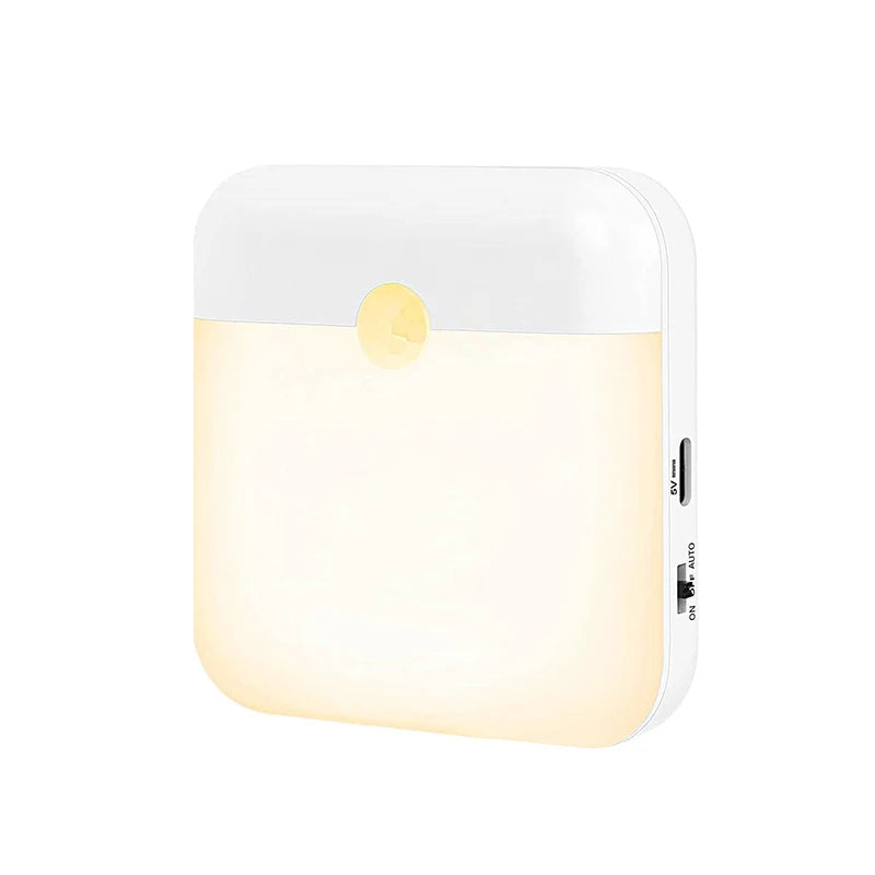 LED Night Light, Human Motion Sensor Lamp USB C Rechargeable Closet Light, Wireless LED  Wall lamp For Stairs Closet Kitchen Bed