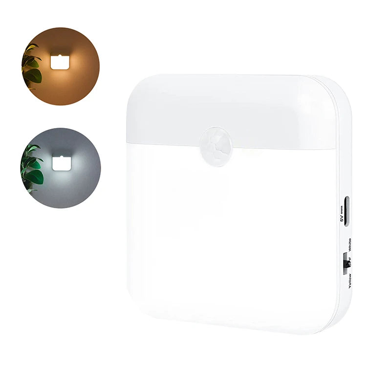 LED Night Light, Human Motion Sensor Lamp USB C Rechargeable Closet Light, Wireless LED  Wall lamp For Stairs Closet Kitchen Bed