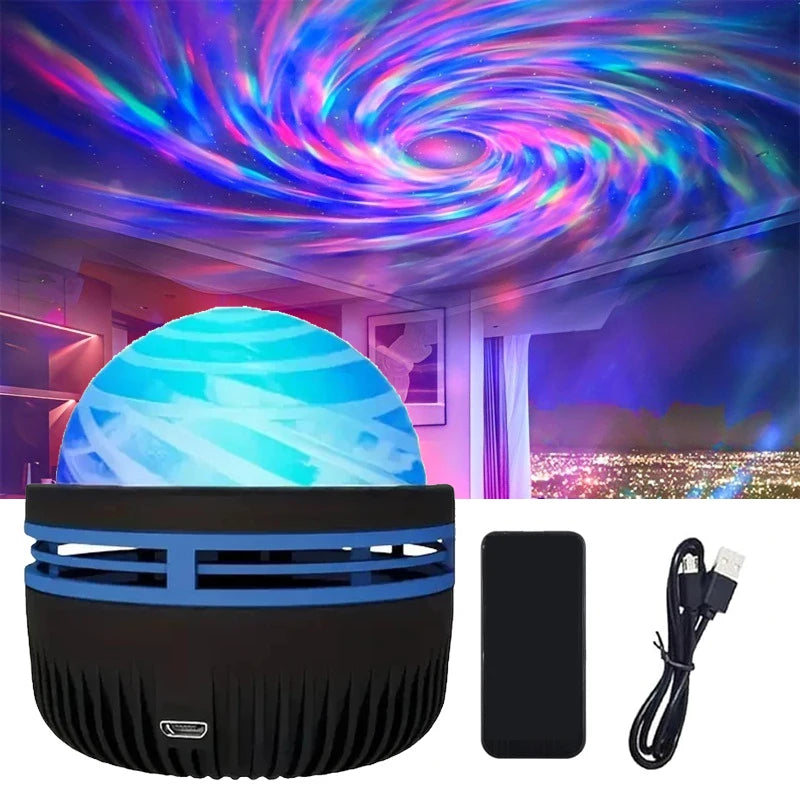 Star Projector USB 5V Aurora  Galaxy Night Light 360° Rotating with Remote Control Ocean Wave Northern Light Bedroom Party KTV