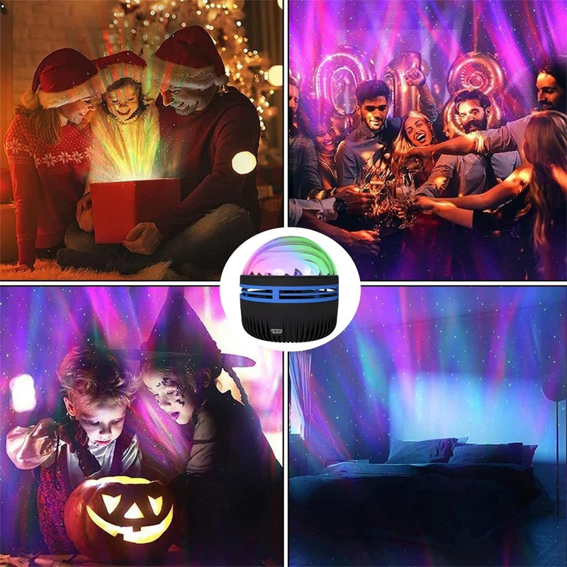 Star Projector USB 5V Aurora  Galaxy Night Light 360° Rotating with Remote Control Ocean Wave Northern Light Bedroom Party KTV