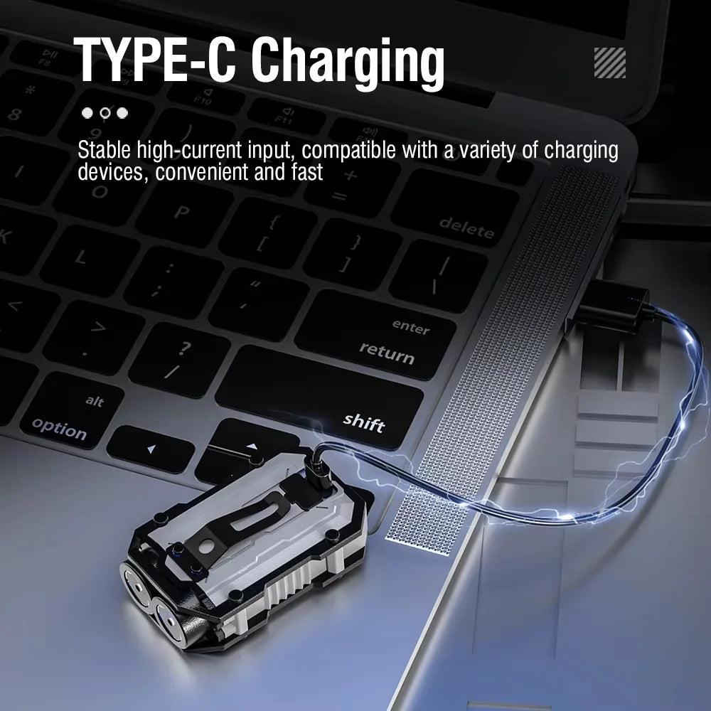 Multifunctional Mini Flashlight Portable EDC Keychain Work Light USB Rechargeable Flashlight With Magnet Camping Pocket Lanter