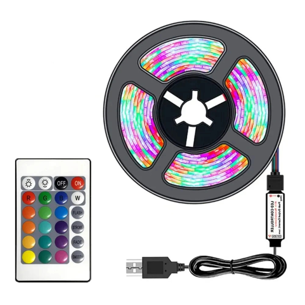 2835 10M 45leds/M LED Lights Strip 24 Key IR Remote Control DIY Backlight TV Light Belt Flexible Cabinet Light For Home Decor