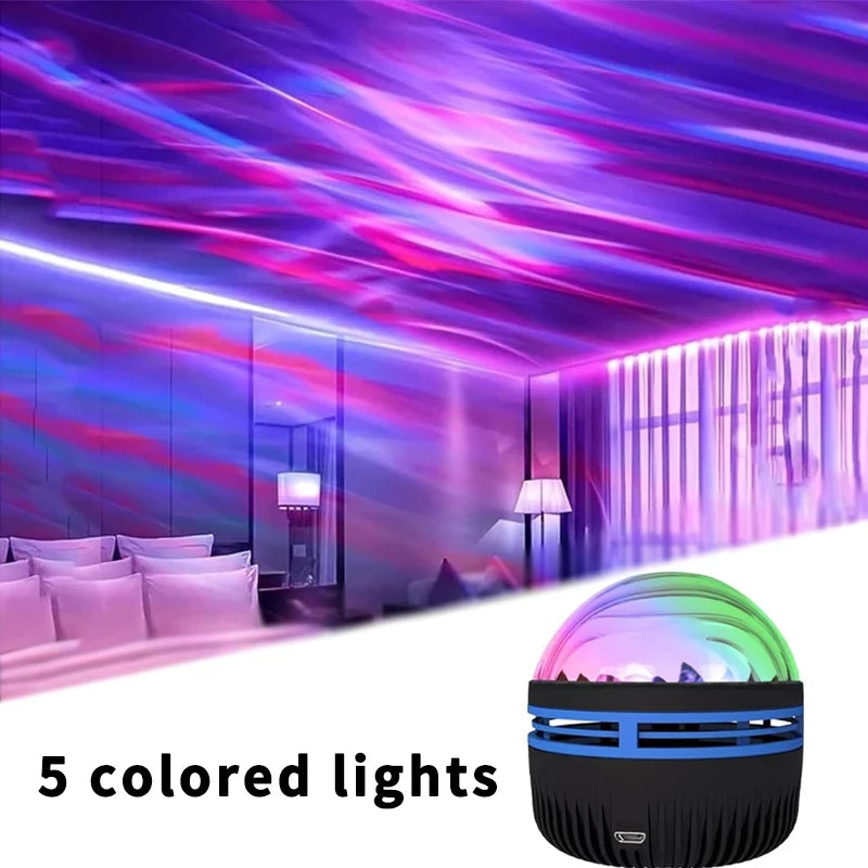 Star Projector USB 5V Aurora  Galaxy Night Light 360° Rotating with Remote Control Ocean Wave Northern Light Bedroom Party KTV