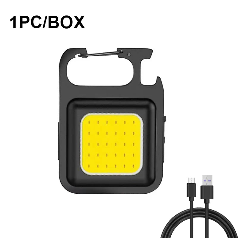 Mini LED Flashlight Keychain Multifunctional Portable COB Camping Lamps USB Charging Work Lights Outdoor Fishing Hiking Lanterna