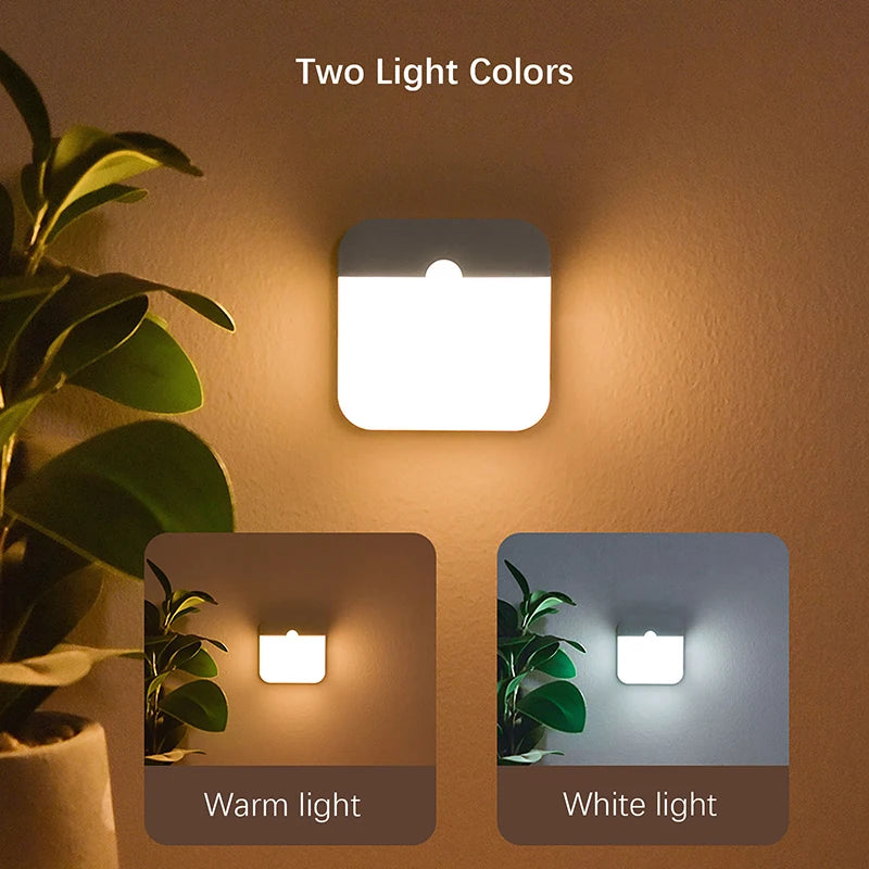LED Night Light, Human Motion Sensor Lamp USB C Rechargeable Closet Light, Wireless LED  Wall lamp For Stairs Closet Kitchen Bed