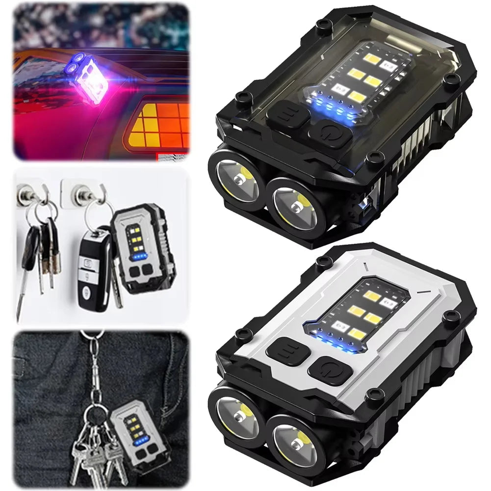 Multifunctional Mini Flashlight Portable EDC Keychain Work Light USB Rechargeable Flashlight With Magnet Camping Pocket Lanter