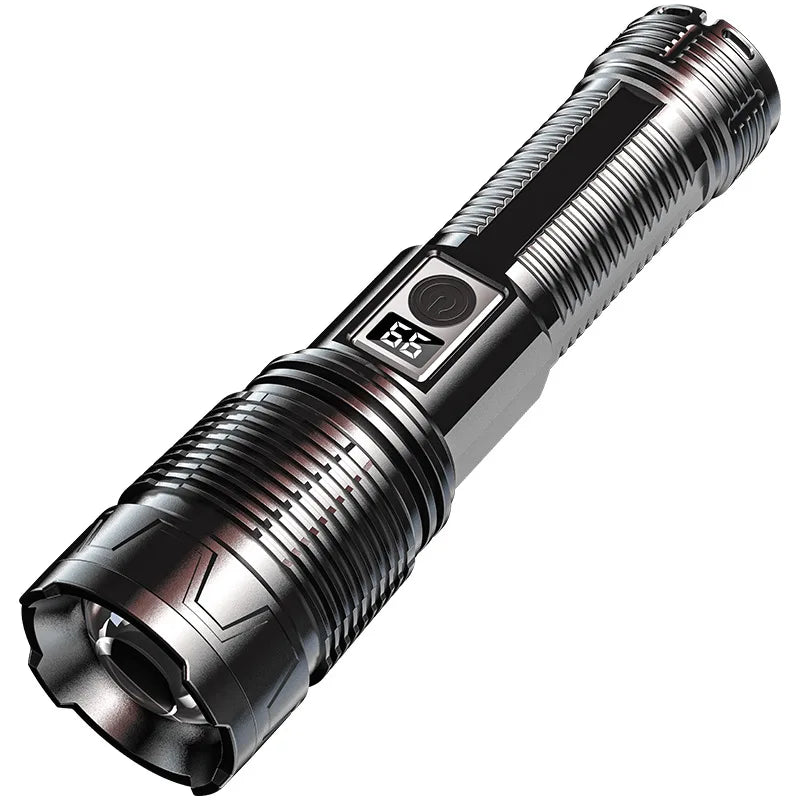 High Power Flashlight Super Big Flashlight Rechargeable Most Strong LED Flash Light Long Range Torch Outdoor Built in Battery