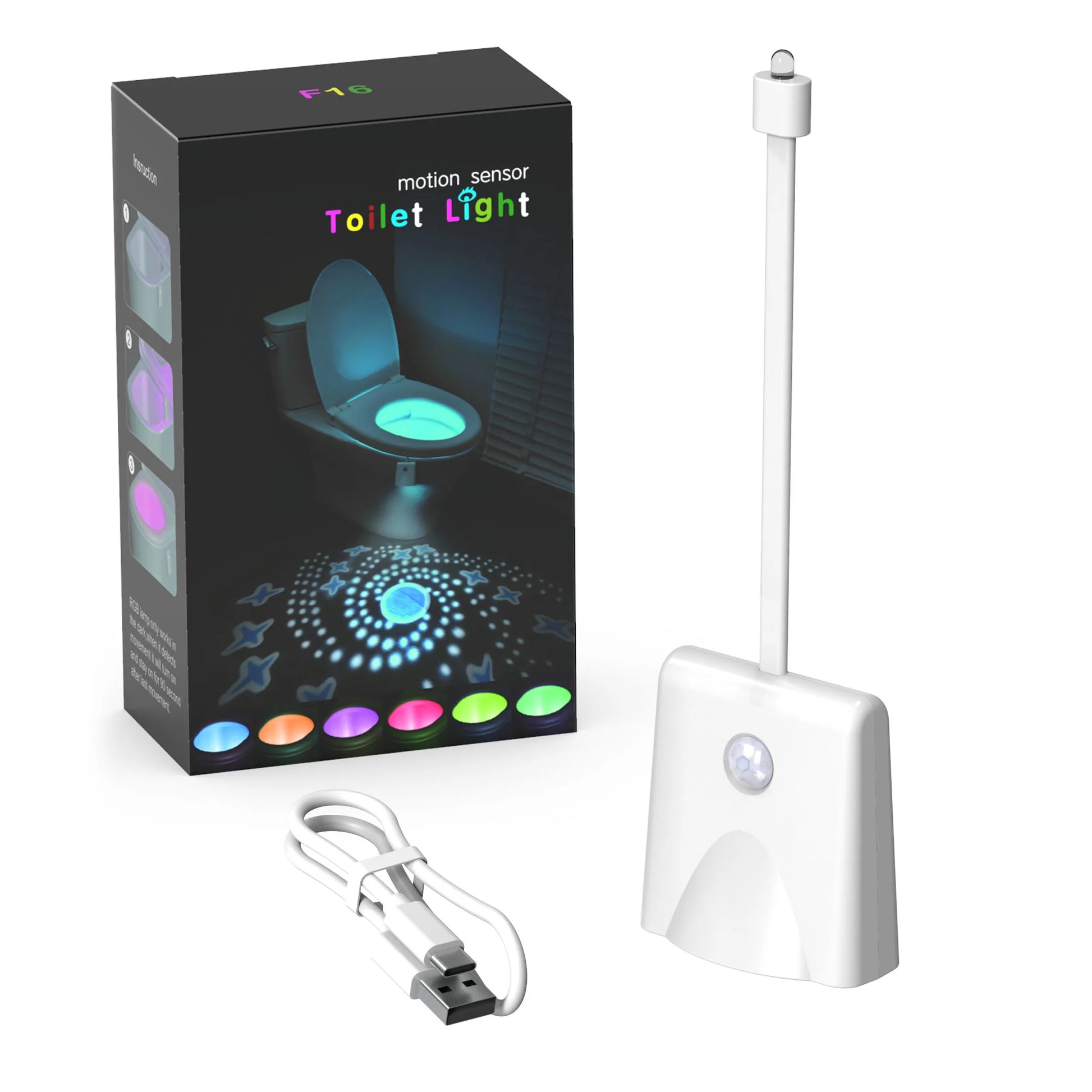 Projection Toilet Night Light USB Waterproof Human Sensing Washroom Light Colorful Projection Foot Lamp for Home Bathroom Decor